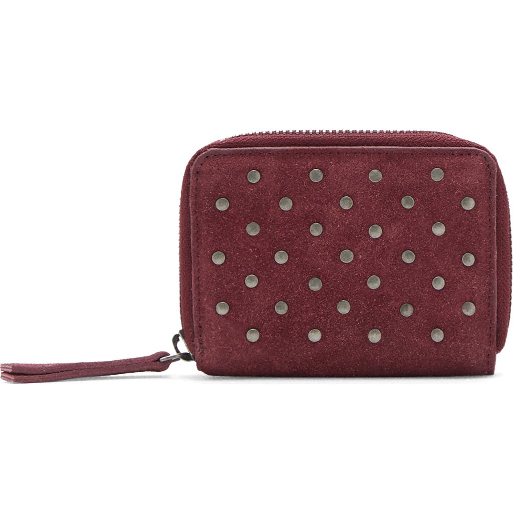 Mango Teen Stud Leather Coin Pouch In Burgundy