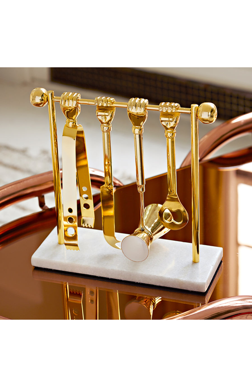 Jonathan Adler Barbell Barware Set In Gold