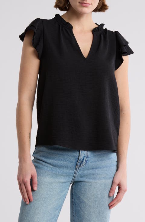Ruffle Cap Sleeve Top