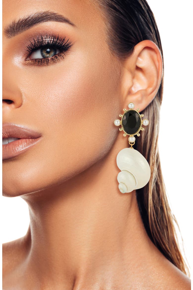 Shell Drop Earrings, Alternate, color, GOLD
