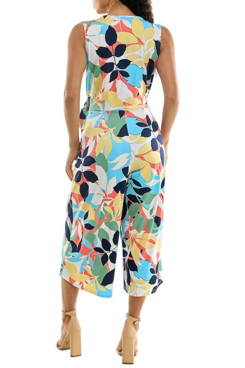 Surplice Culotte Crop Jumpsuit, Alternate, color, NAVY/ CAROLINA MULTI