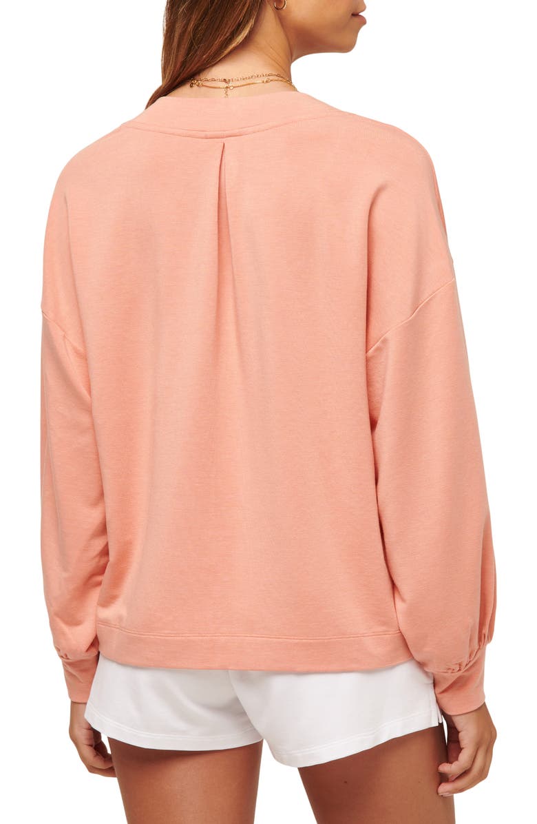 TravisMathew Cloud French Terry Pullover Sweatshirt, Alternate, color, Heather Canyon Sunse