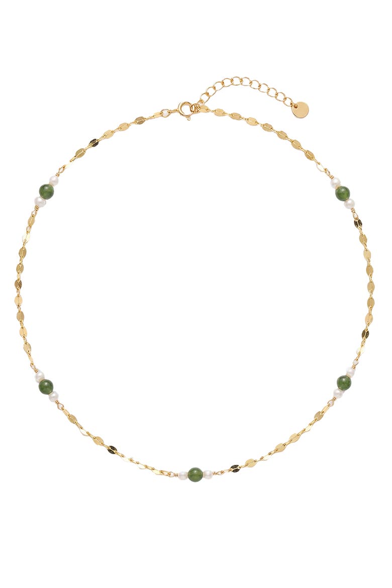 Elena Jade and Freshwater Pearl Beaded Necklace, Main, color, Green