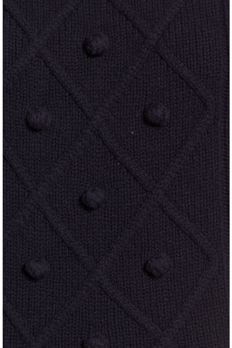 J.Crew Merino Wool Cable Pompom Sweater, Alternate, color, NAVY