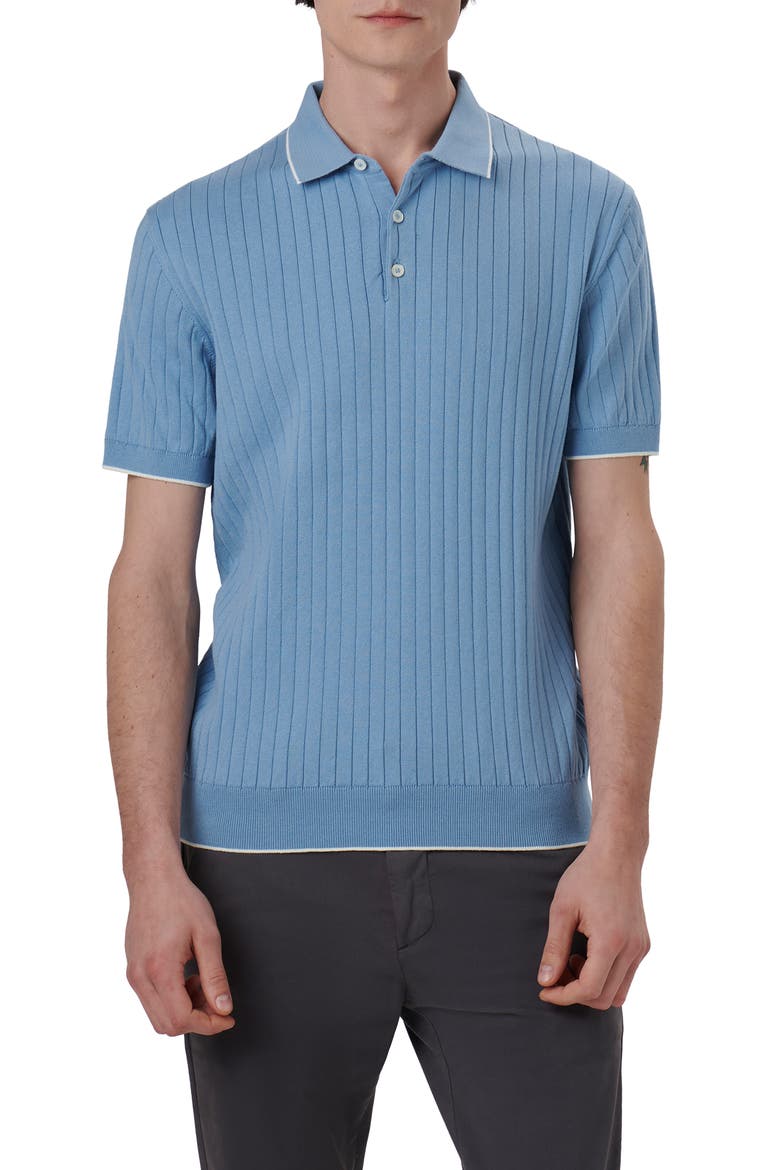 Ribbed Polo Sweater, Main, color, AIR BLUE