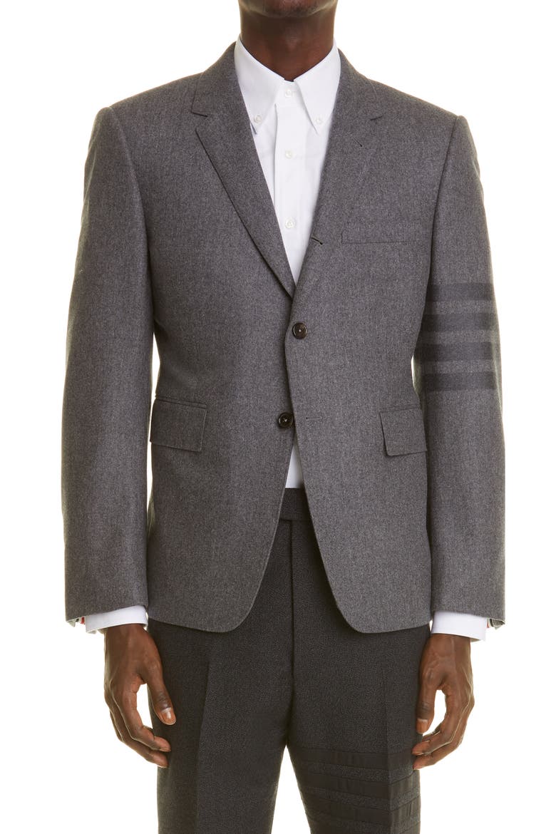 4-Bar Wool & Cashmere Flannel Sport Coat, Main, color, MED GREY