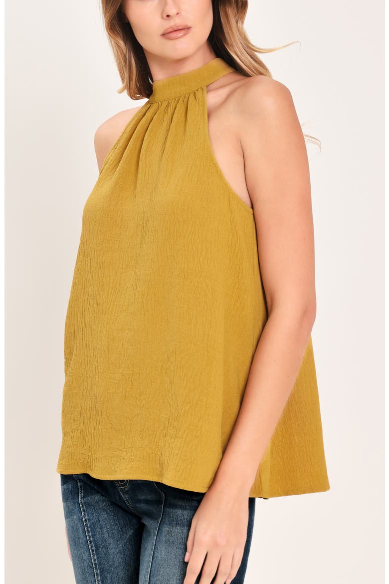 High Neck Halter Top, Alternate, color, MUSTARD