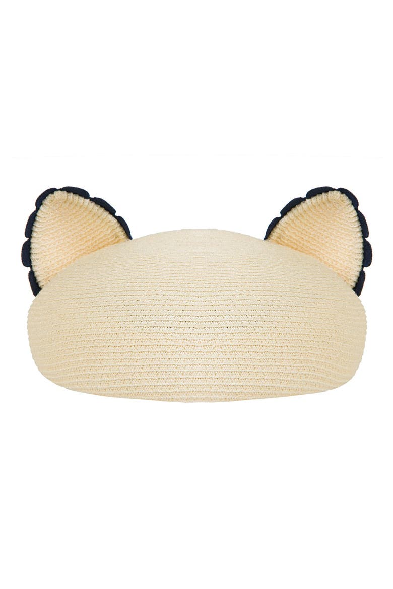 'Caterina' Cat Ear Beret, Alternate, color, IVORY