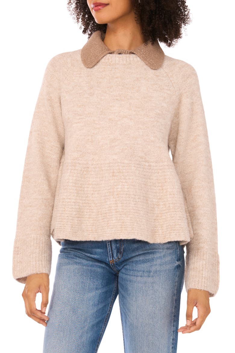 Collared Sweater, Main, color, OATMEAL