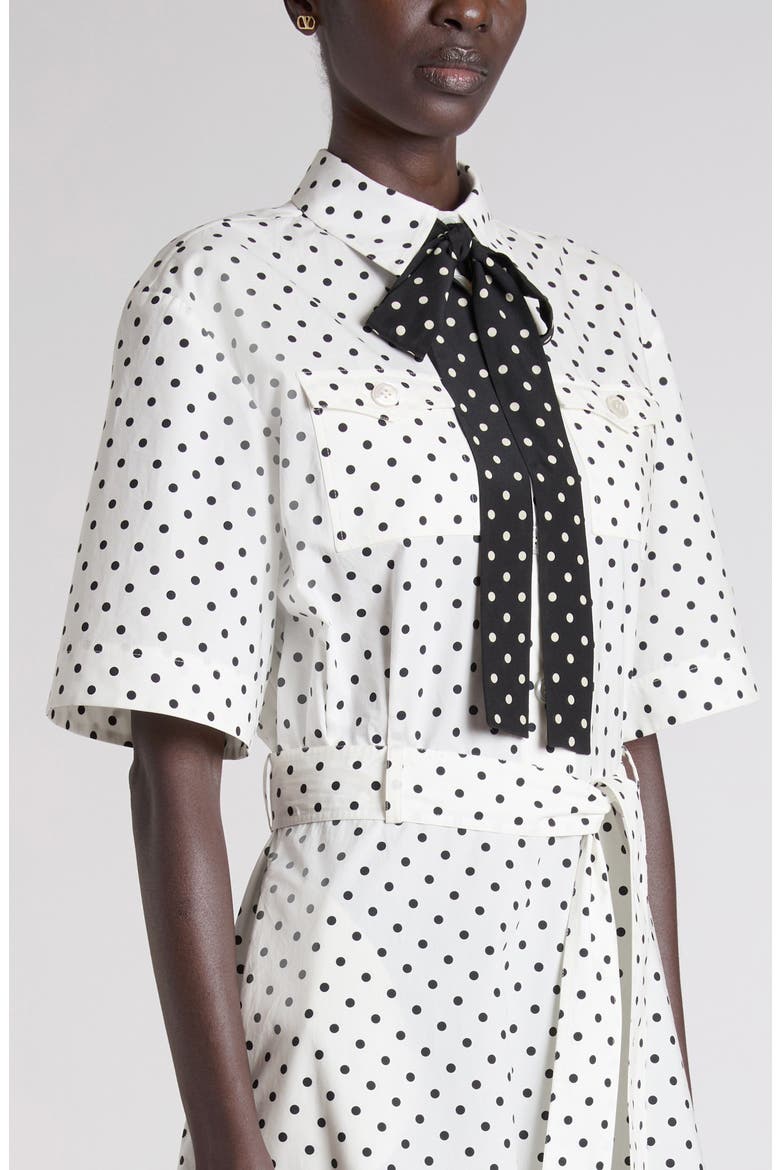 Polka Dot Cotton Poplin Shirtdress, Alternate, color, WHITE/ BLACK