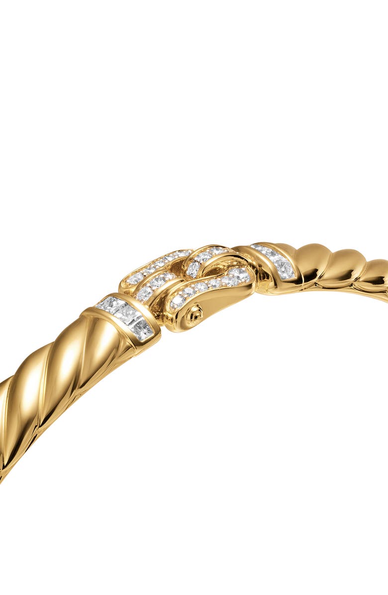 David Yurman Sculpted Cable Buckle Bracelet in 18K Yellow Gold with Diamonds, 6mm, Alternate, color, Diamond