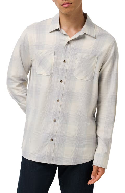 Cloud Plaid Flannel Button-Up Shirt