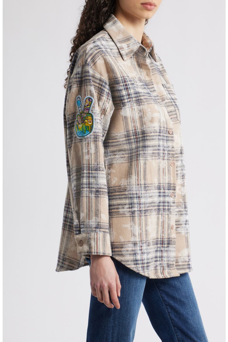 Joan Faded Plaid Button-Up Shirt, Alternate, color, GRAY