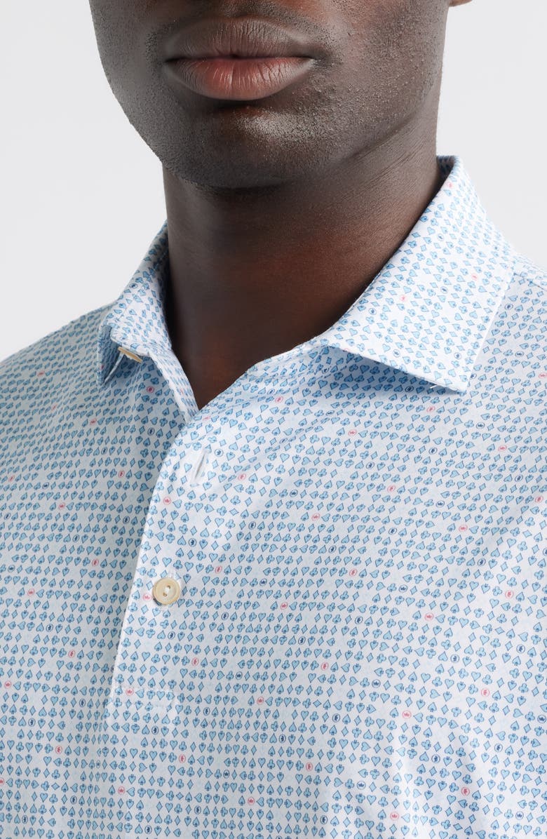 Peter Millar Ace of Spades Suit Print Performance Jersey Polo, Alternate, color, White