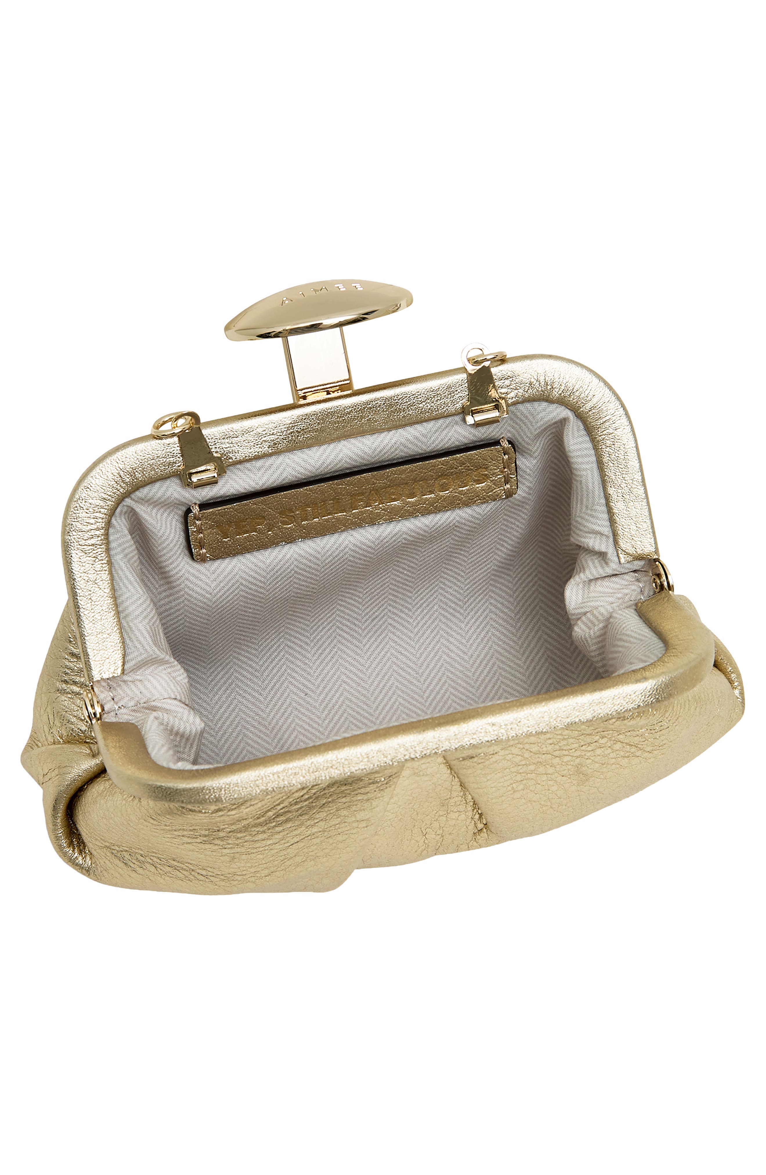 Mini Full Circle Leather Frame Crossbody Clutch, Alternate, color, WARM CHAMPAGNE