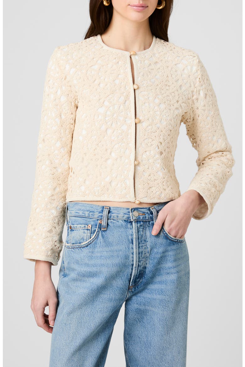 Geo Lace Woven Cardigan, Main, color, ECRU
