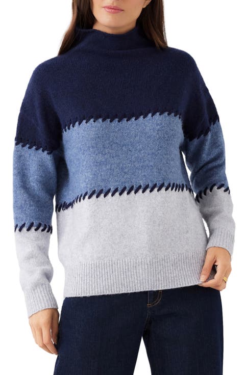 Contrast Stitch Mock Neck Sweater