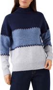 Karen Kane Contrast Stitch Mock Neck Sweater