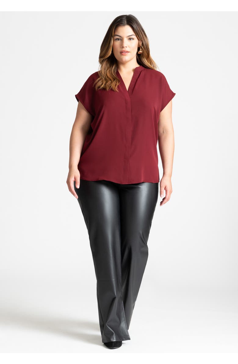 ELOQUII Notch Collar Blouse, Alternate, color, Zinfandel