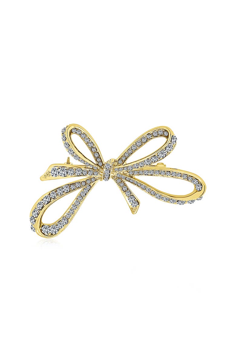 BLING JEWELRY Gold-Tone CZ Bow Pin, Main, color, Gold-Tone