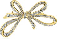 BLING JEWELRY Gold-Tone CZ Bow Pin
