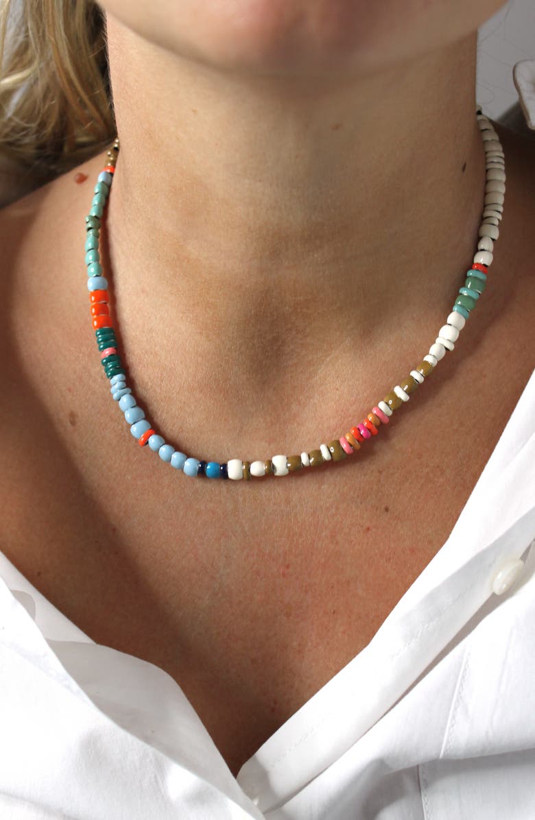 Adina Reyter Bead Party Enamel Boardwalk Necklace, Alternate, color, Silver