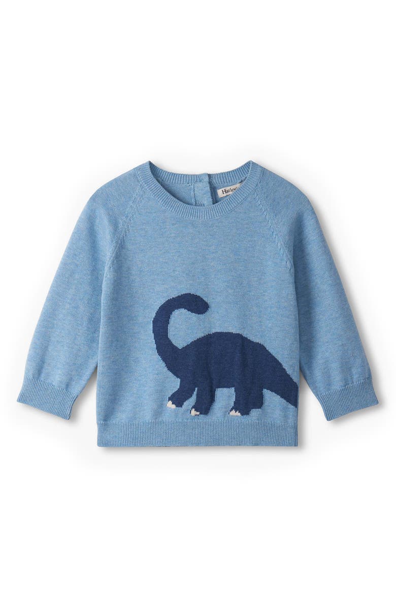 Hatley Dinosaur Cotton Crewneck Sweater & Sweater Knit Joggers Set, Alternate, color, Turquoise
