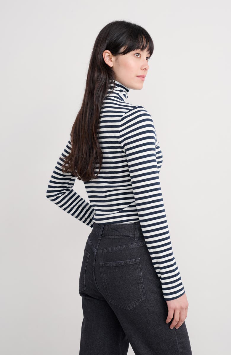 Seasalt Cornwall Hazel Stripe Cotton Turtleneck, Alternate, color, Mini Cornish Maritime Chalk
