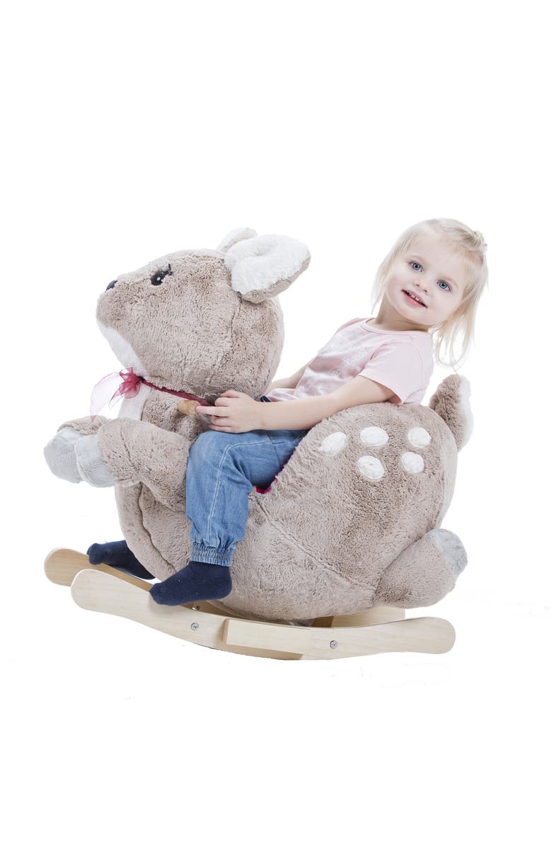 Gerardo´s Toys Little Rockers Deer Wooden Plush Ride, Alternate, color, Multicolored