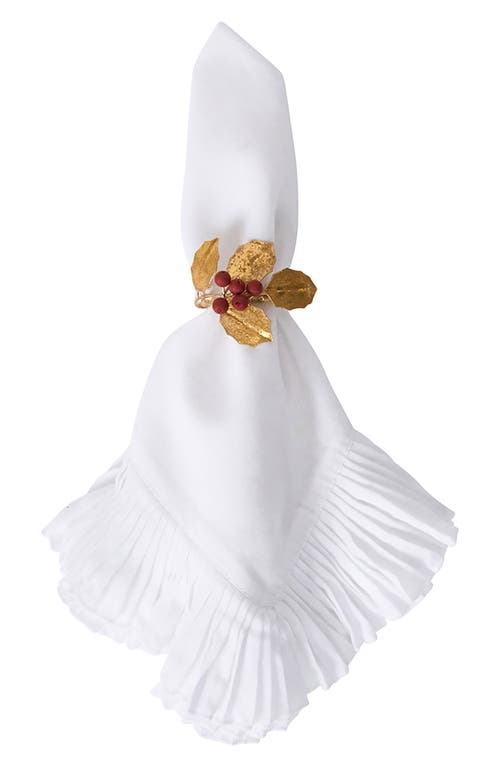 Juliska Forest Walk Holly Berries Set Of 4 Napkin Rings In Gold