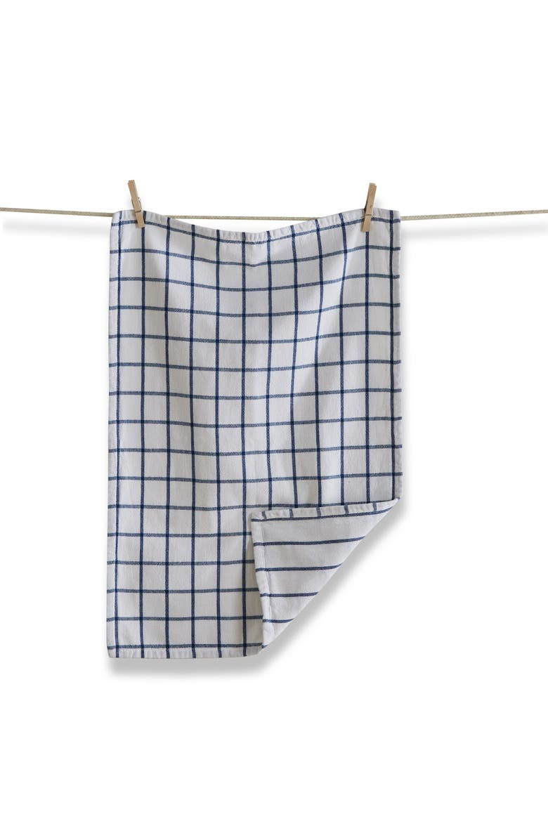tag Classic Reversible Blue Windowpane Cotton Dishtowel Set, Main, color, Blue