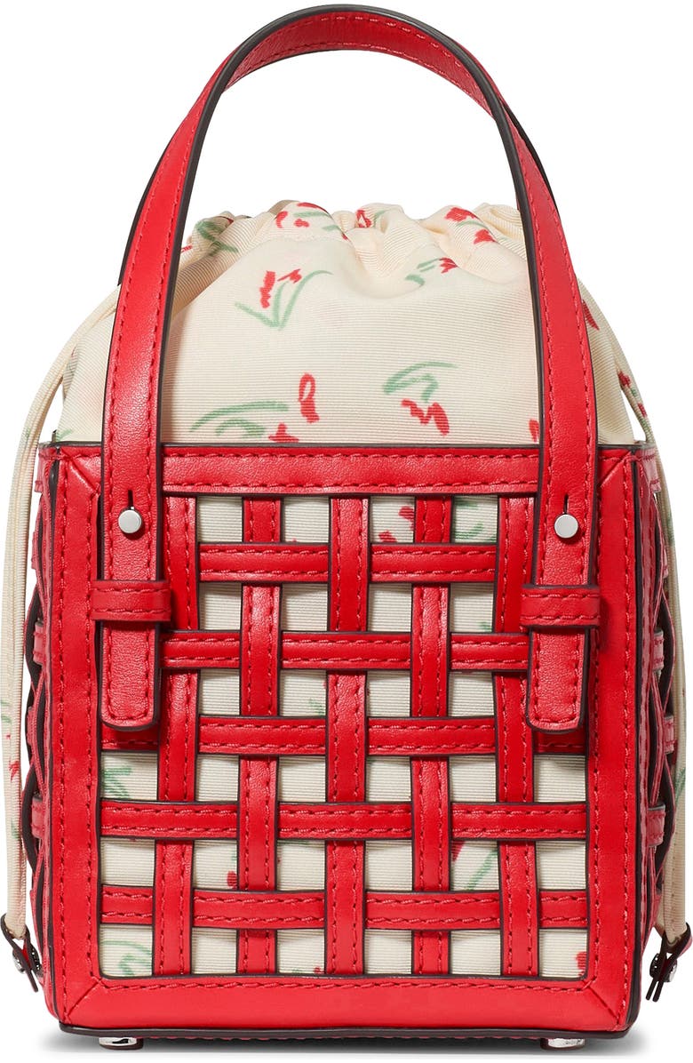 Kate Spade New York the basket woven leather crossbody bag, Alternate, color, Heirloom Tomato
