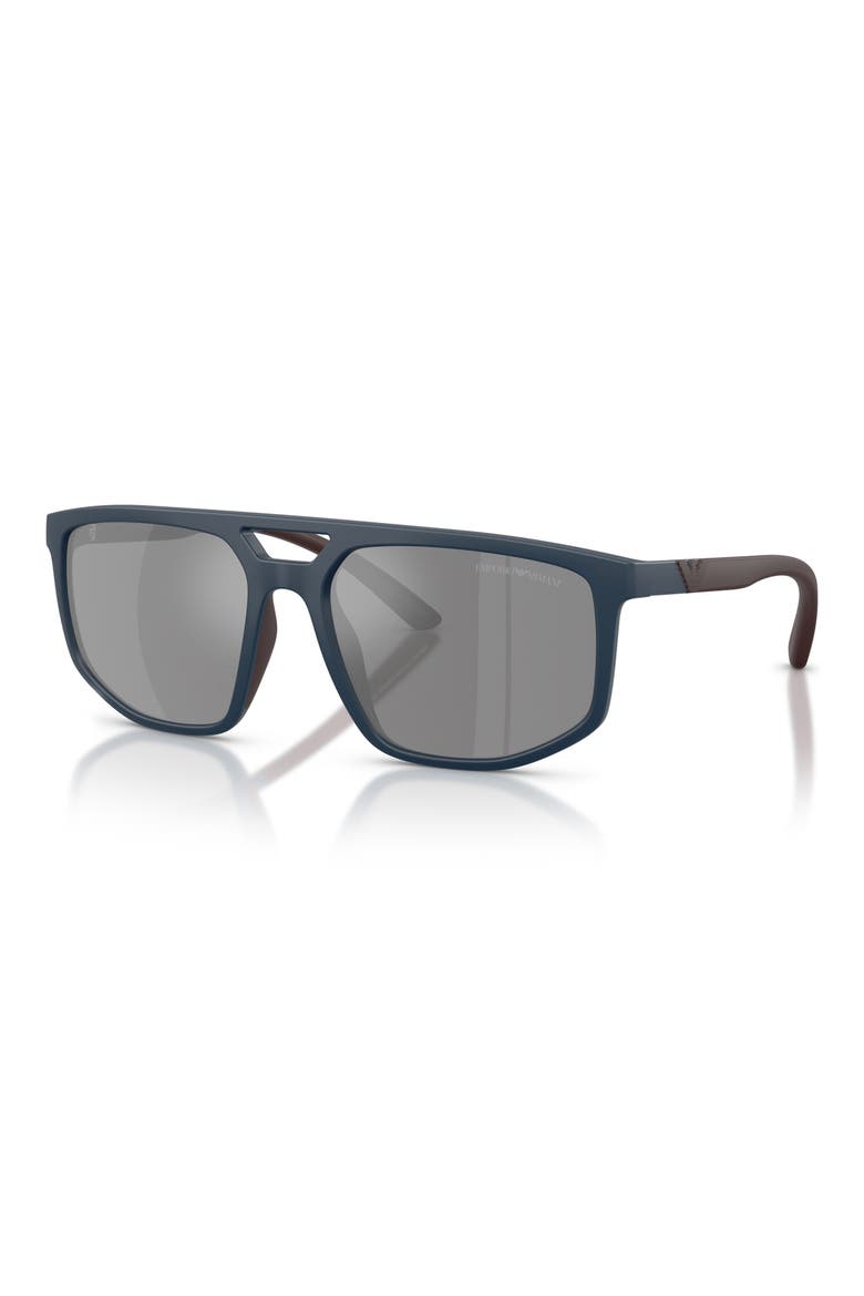 58mm Pilot Sunglasses, Alternate, color, BLUE / GREY MIRROR SILVER
