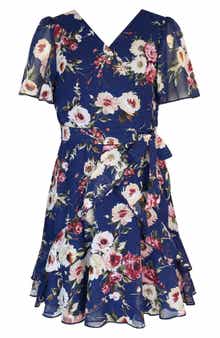 Zunie Kids' Chiffon Faux Wrap Dress