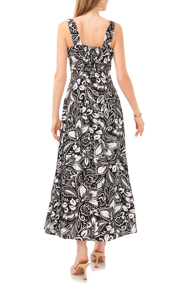 Vince Camuto Floral Tiered Sleeveless Maxi Dress, Alternate, color, Rich Black