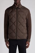 Moncler Aiguille Mixed Media Down Shirt Jacket