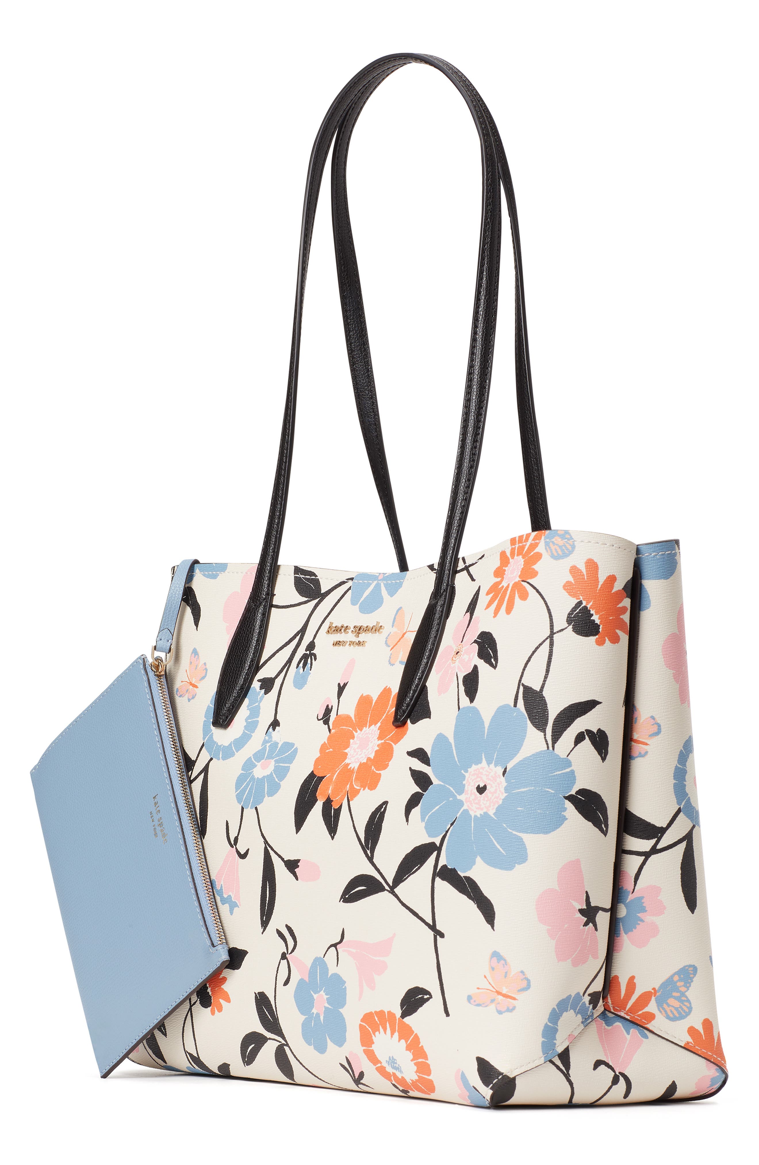 all day floral garden print pvc tote & pouch, Alternate, color, PARCHMENT MULTI