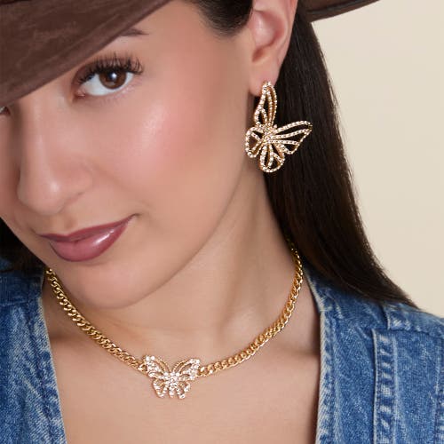 Jessica Simpson Textured Butterfly Gold-tone Stud Earrings In Gold