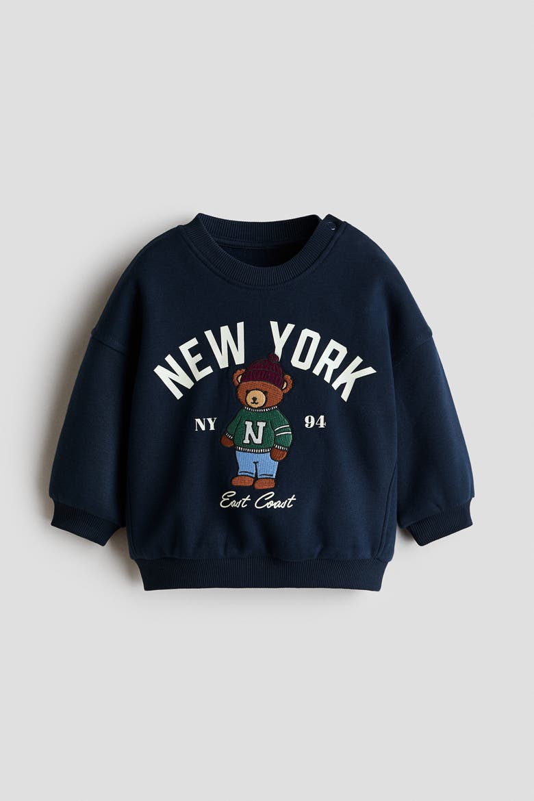 Sweatshirt With Motif, Alternate, color, Navy blue/New York