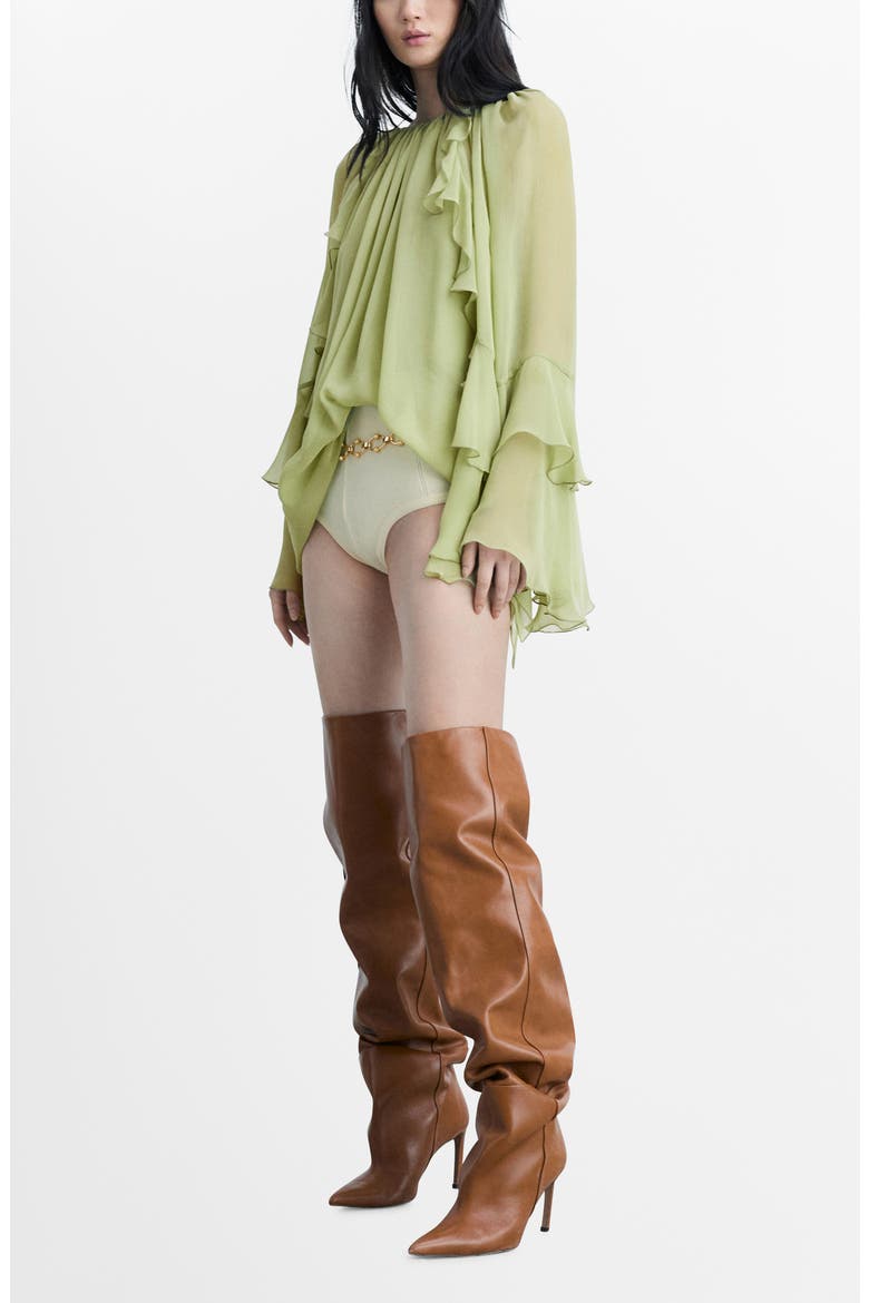 Ruffle Sleeve Float Dress, Alternate, color, GREEN