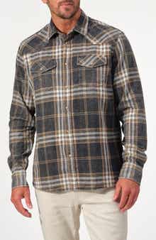 STUDIO GARNET LOS ANGELES Vintage Wash Plaid Denim Western Shirt