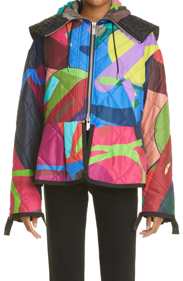 Sacai x KAWS Mixed Media Hooded Jacket, Alternate, color, 