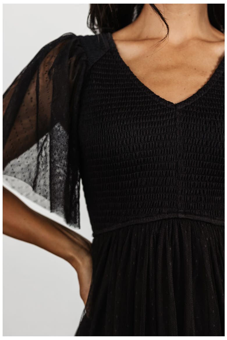 Martha Smocked Tulle Dress, Alternate, color, Black