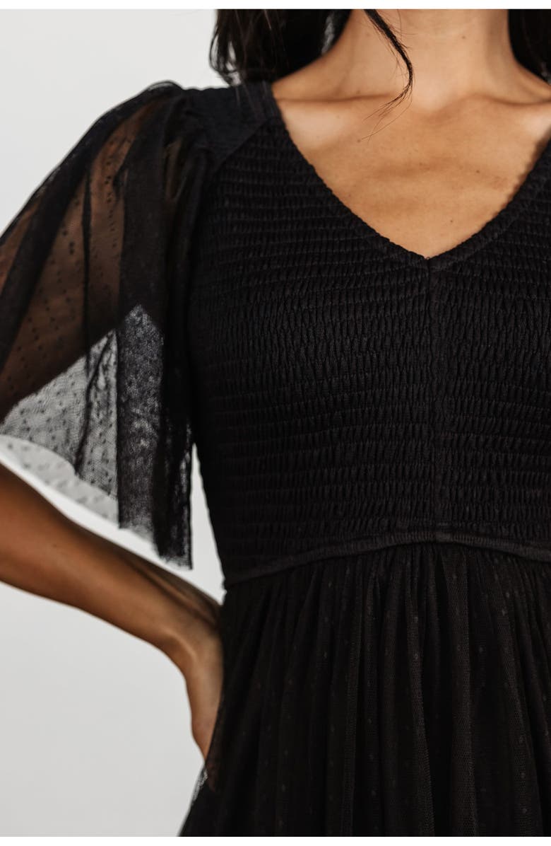 Baltic Børn Martha Smocked Tulle Dress, Alternate, color, Black