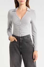 rag & bone Lucy Ruched Polo Button-Up Shirt
