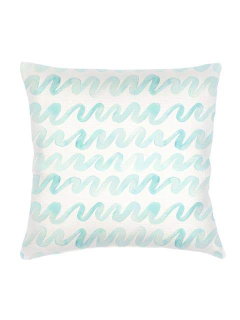 Watercolor Waves Linen Pillow with Down Alternative Insert