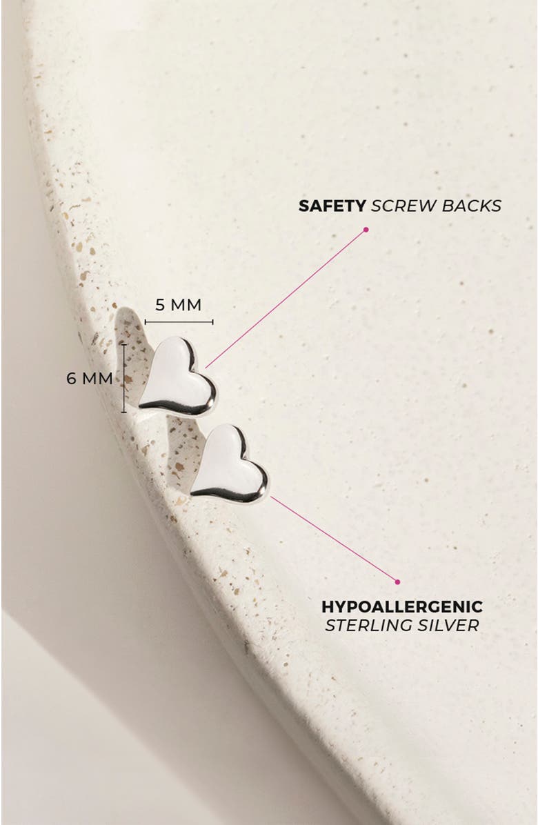 In Season Jewelry Classic Polished Heart Earrings, Alternate, color, Silver