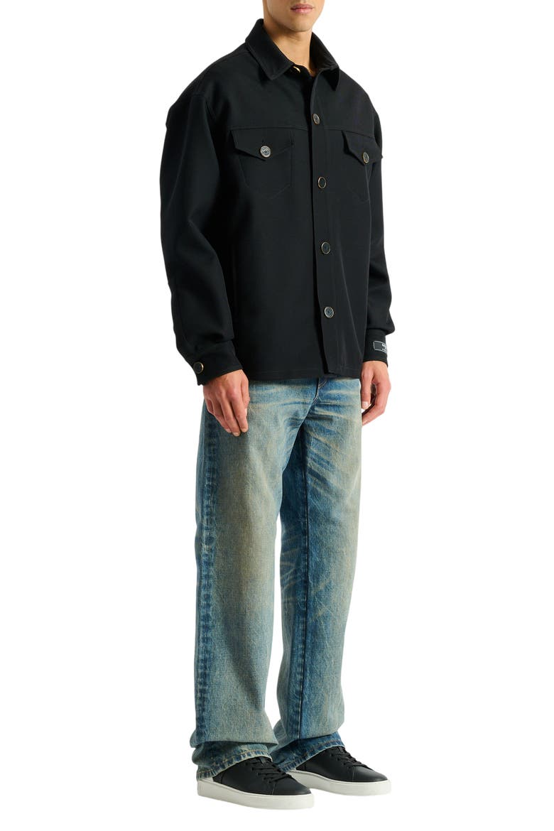 Wool twill overshirt, Alternate, color, black