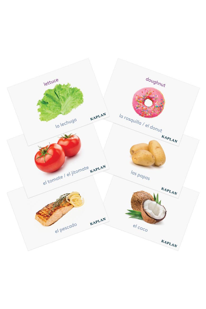 Bilingual Photo Food Cards - 90 Pieces, Alternate, color, White