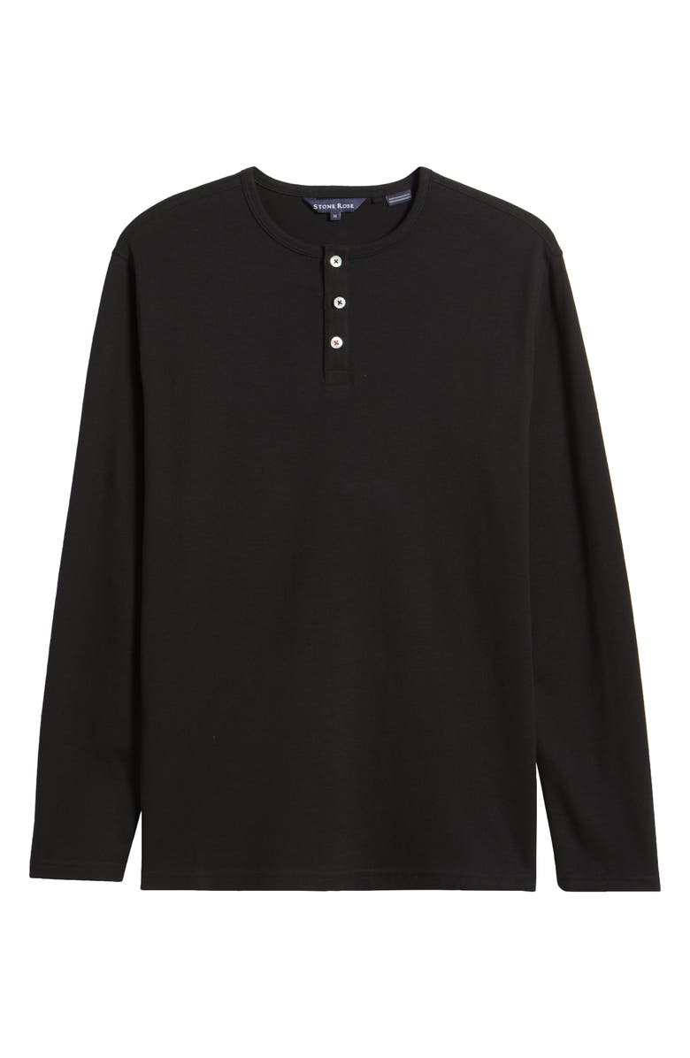 Stone Rose Comfort Slub Piqué Henley, Alternate, color, Black